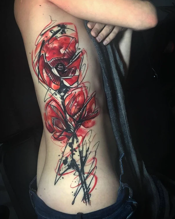 Abstract Botanic tattoo on Side