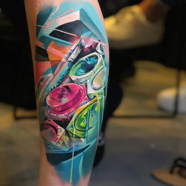 Abstract Paint, Brush tattoo on Forearm
