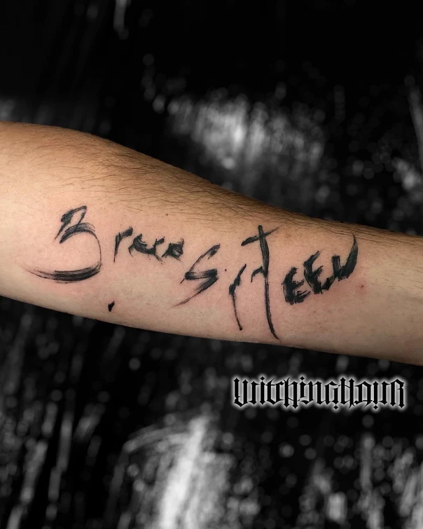 Calligraphy Lettering tattoo on Forearm