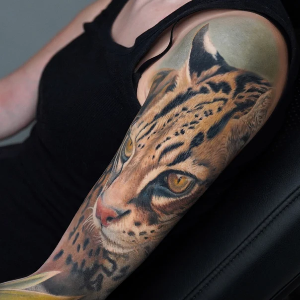 Realism Animal, Cat tattoo on Full Sleeve