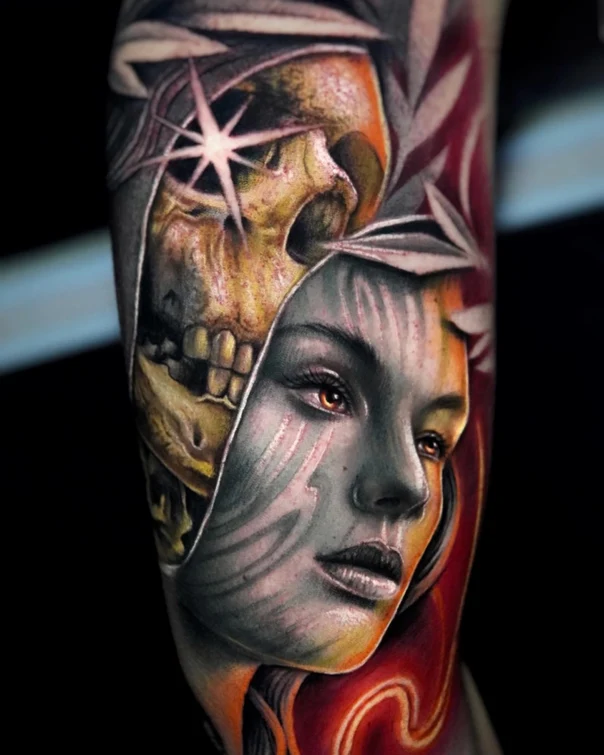 Realism Skull, Portrait tattoo on Forearm