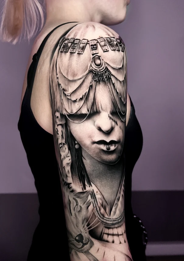 Реализм Portrait, Ornamental tattoo на Полный рукав