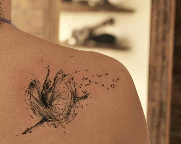 Sketch Dancer tattoo on Shoulder Blade