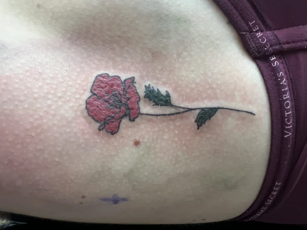 Illustrative Flower, Botanic tattoo on Collarbone