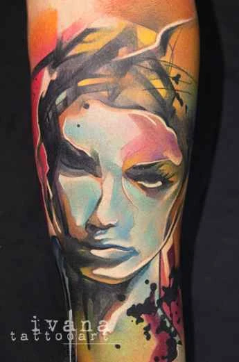 Abstract Portrait tattoo on Forearm