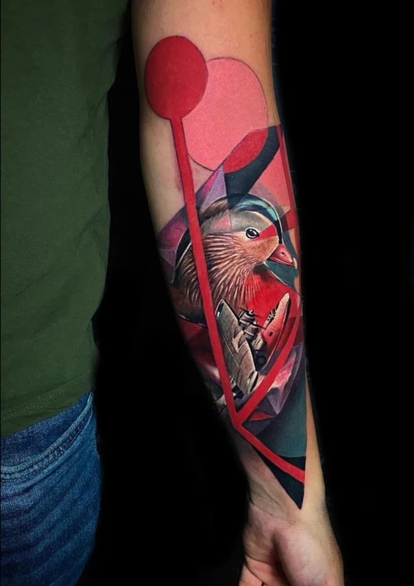 Abstract Bird, Geometric tattoo on Forearm
