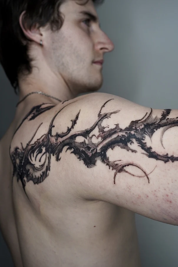 Blackwork Abstract tattoo on Shoulder