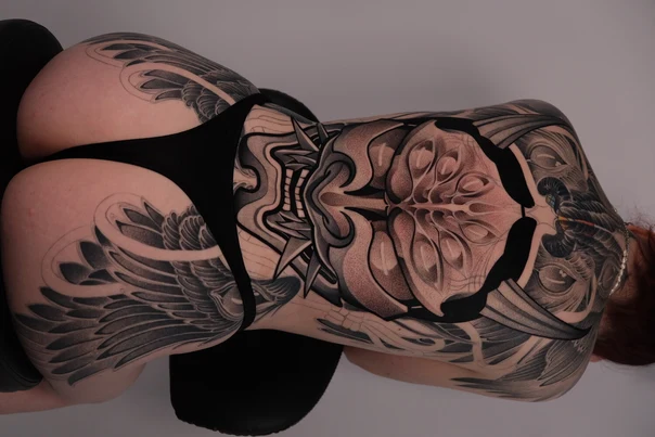 Biomechanical Wings, Abstract tattoo on Full Back
