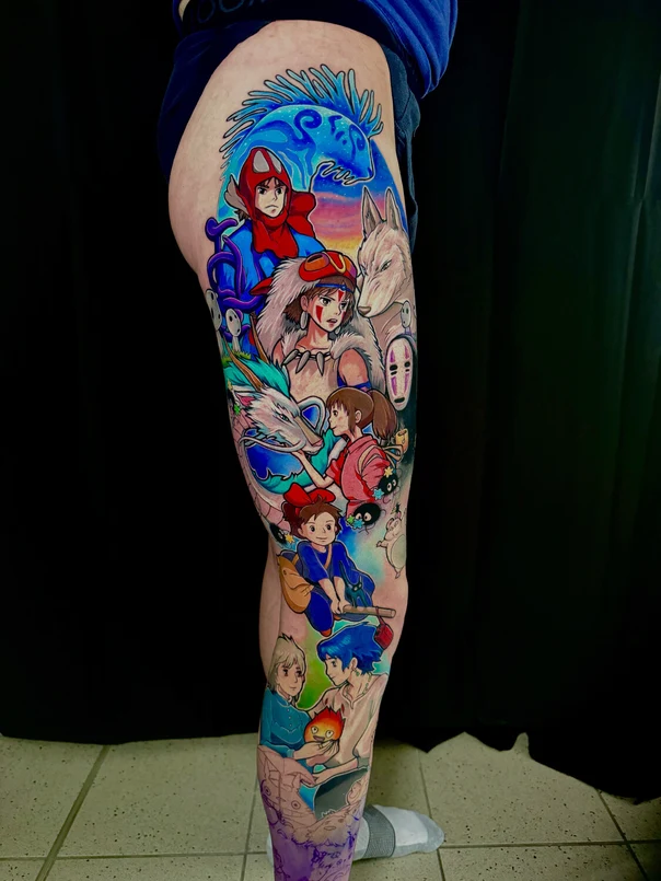 Anime Anime characters tattoo on Full leg