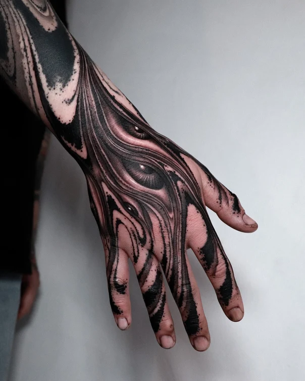 Abstract Eyes, Abstract tattoo on Hand