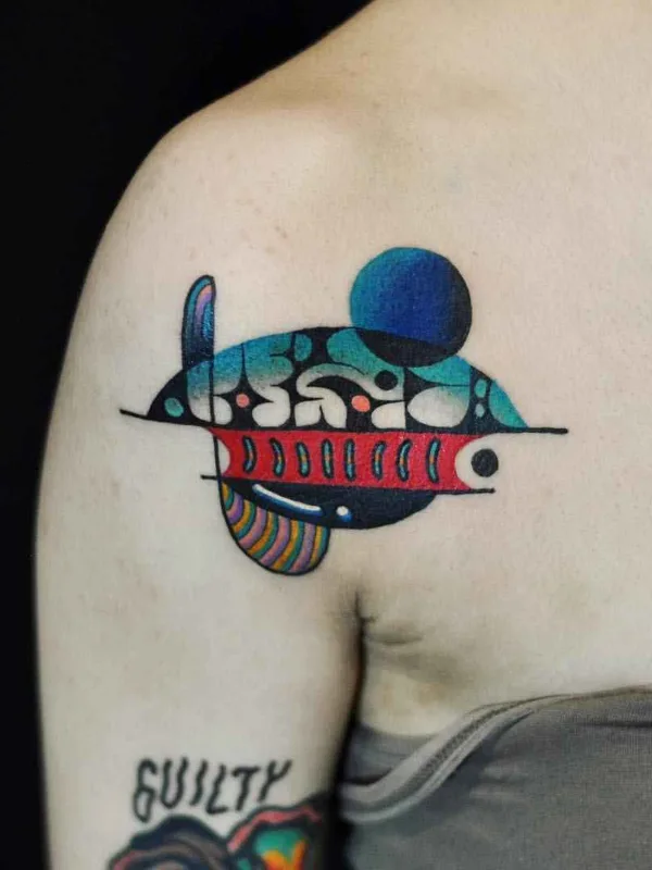 female color abstract tatuaje en shoulder #10891 | Tatuador David Cote Peyote