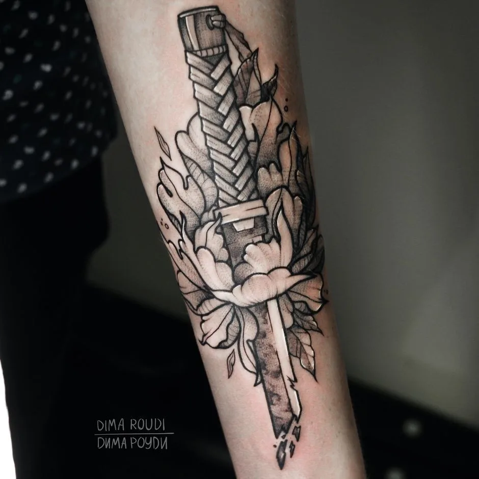 Tattoo artist Dima Roudi, black author's style graphics tattoo | Moscow, Russia
