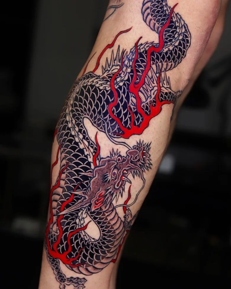 Japanese style dragon tattoo by Dino