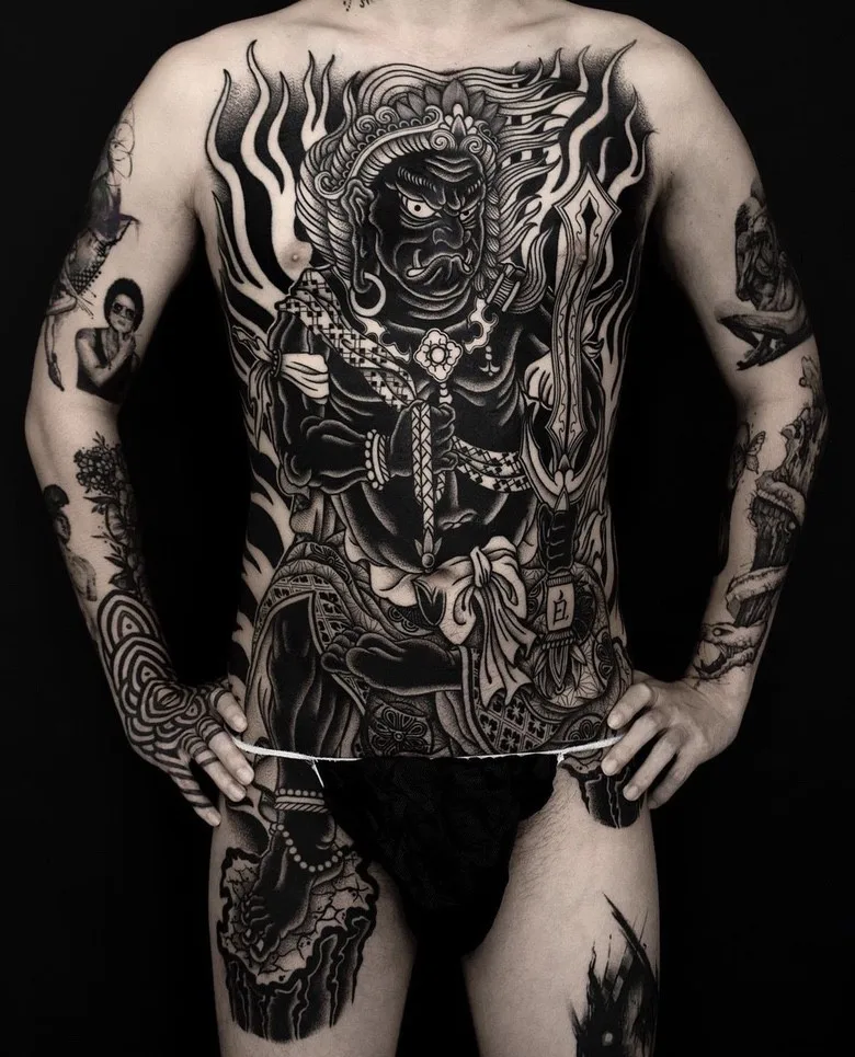 black Japanese tattoo by Dino