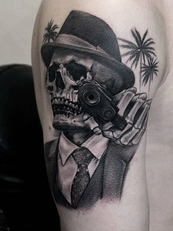 male black and grey black and grey татуировка на upper arm #22868 | Тату мастер Андрей Сергеевич Солодяжников