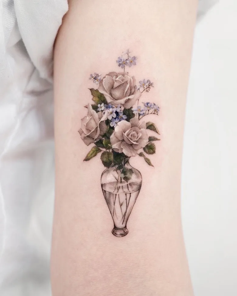 Flowers tattoo done by Dong Hwa Kim
