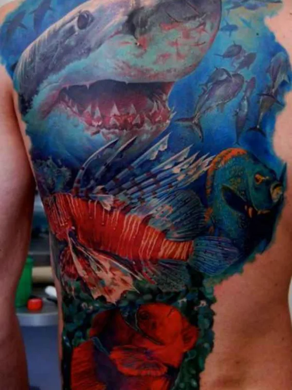 male color realism tatouage sur full back #4187 | Artiste tatoueur Дмитрий Самохин