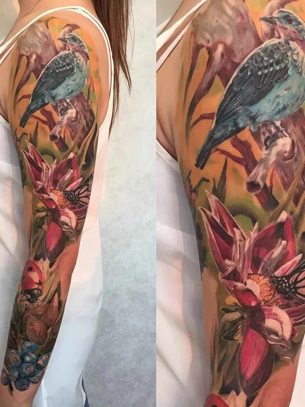 female color realism 타투 부위 full sleeve #1253 | 타투이스트 Илья Митякин