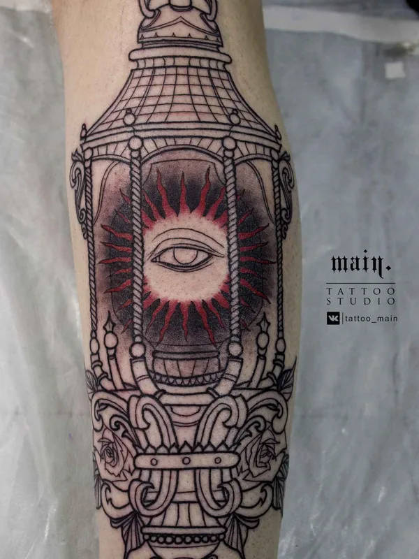 black and grey blackwork татуировка на calf #19481 | Тату мастер Богдан 