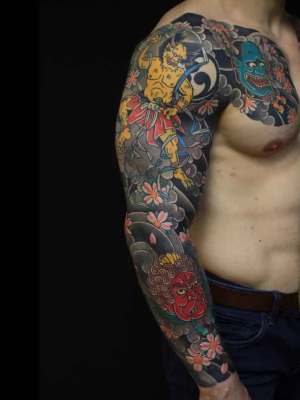 male color japanese tattoo on full sleeve #10923 | Tattoo Artist Сергей Buslay Буслаев