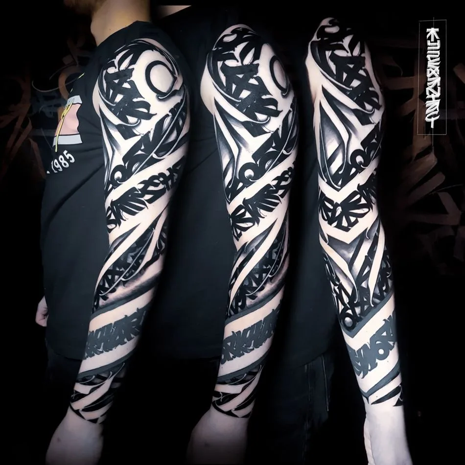 Tattoo artist Igor Klimin, color and black lettering, Calligraphy tattoo, NBK Tattoo Collective | Krasnodar, Russia