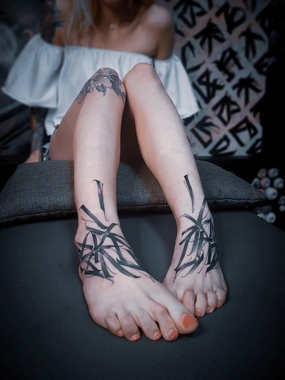 Tattoo artist Igor Klimin, color and black lettering, Calligraphy tattoo, NBK Tattoo Collective | Krasnodar, Russia