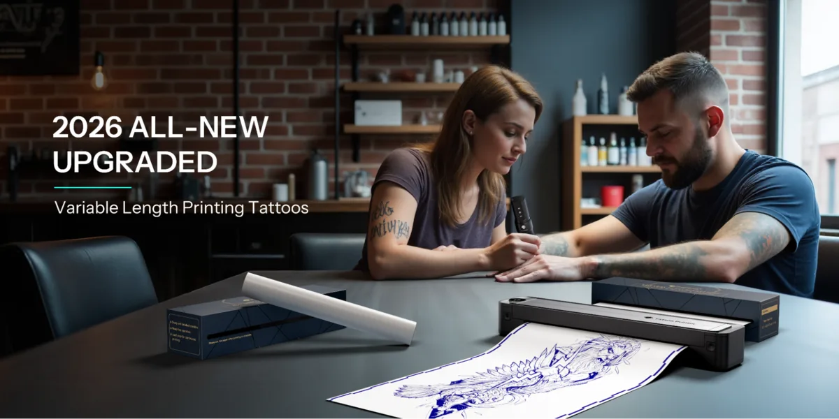 Phomemo TA81 in use at a professional tattoo studio