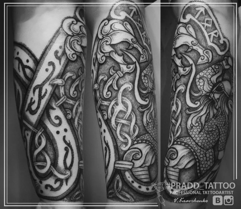 Viking ornament in tattoo Vitaly Pradd