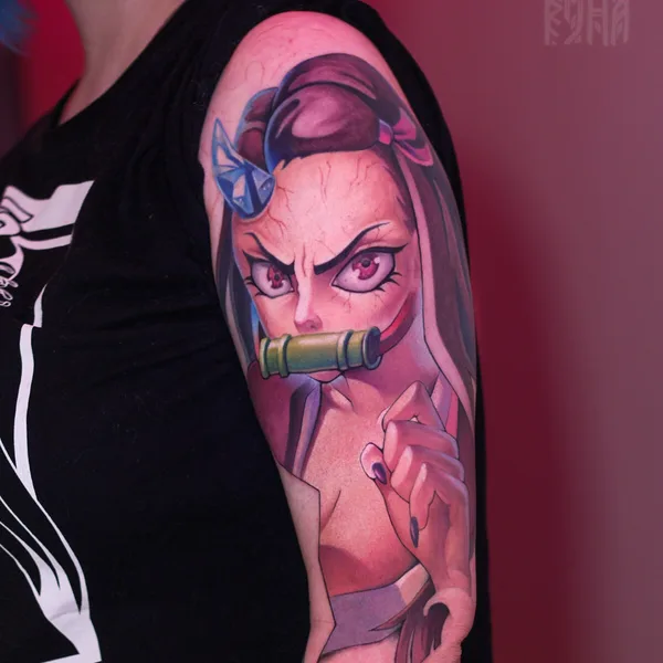 New School tattoo by Ekaterina Ledneva in Moscow