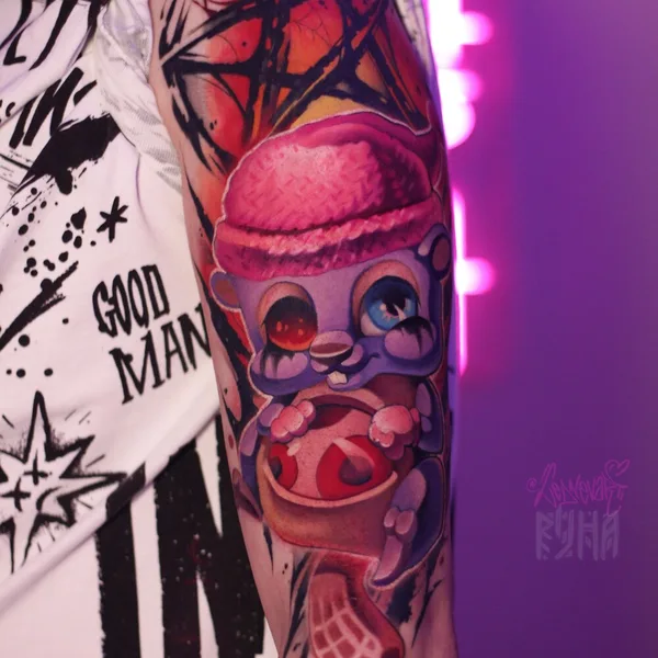 New School tattoo by Ekaterina Ledneva in Moscow