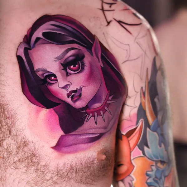 New School tattoo by Ekaterina Ledneva in Moscow