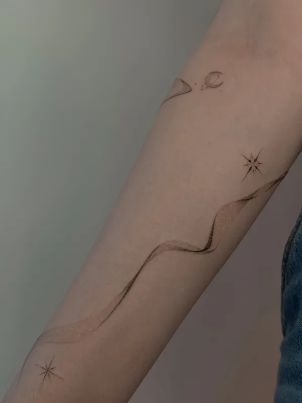 black and grey fineline татуировка на forearm #98124 | Тату мастер Sergeeva Tattoo