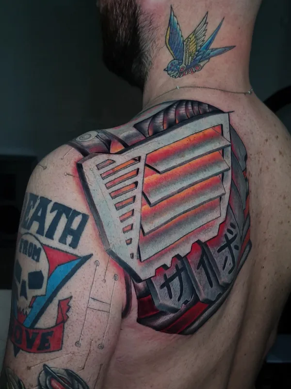 male color biomechanical Tatuagem em shoulder #91441 | Tatuador Рома Ро