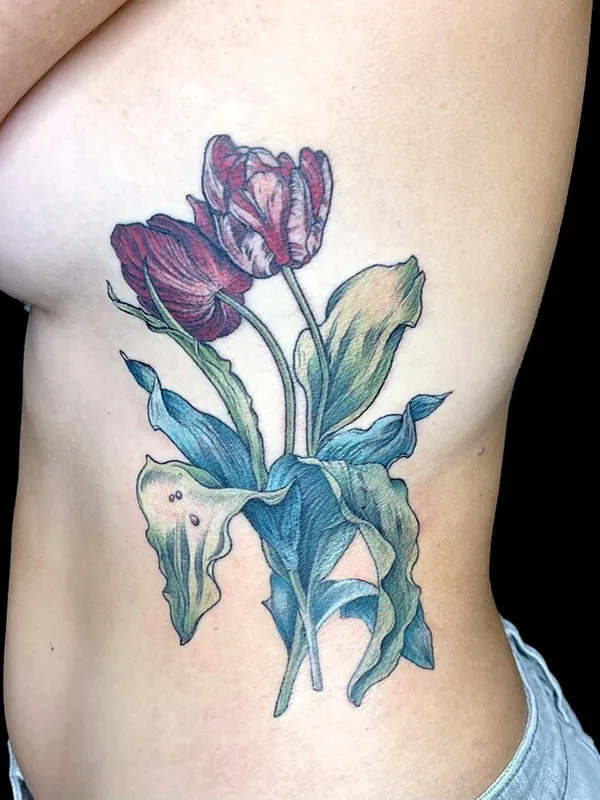 female color illustrative татуировка на ribcage #99261 | Тату мастер Ruby Gore