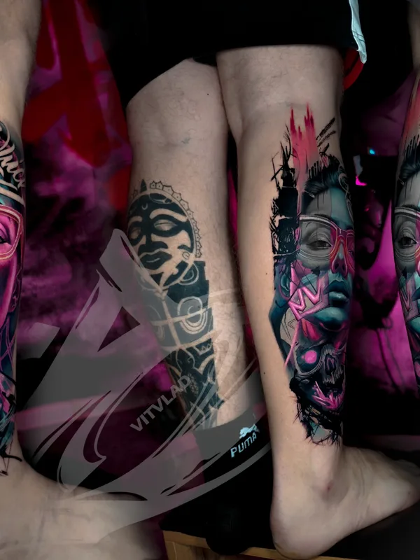 color illustrative Tatuaggio su calf #91109 | Tatuatore Виталий Владимирович