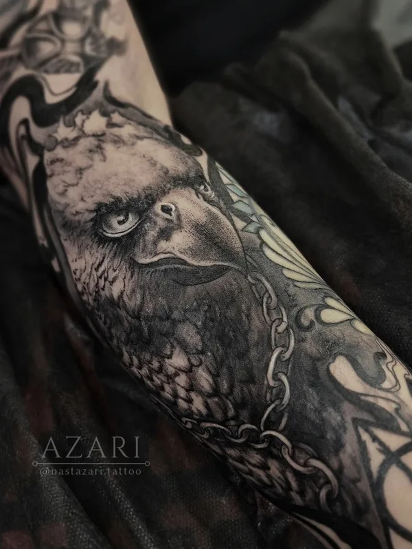 female black whipshading tattoo auf sleeve #91272 | Tätowierer Анастасия Азари