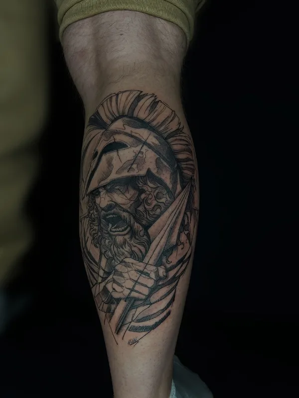 male black graphic Tatuagem em calf #91388 | Tatuador Дмитрий Минаев