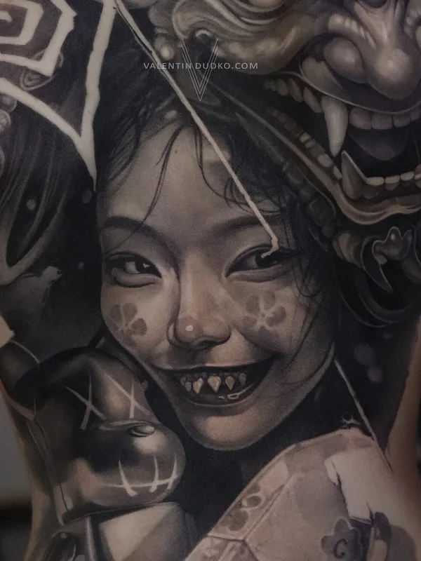 black and grey realism татуировка на full back #93902 | Тату мастер Valentin DUDKO
