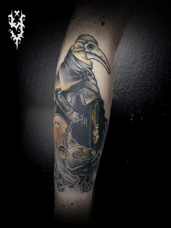 male color neotraditional 纹身 在 calf #91895 | 纹身师 Женя Yudzhin