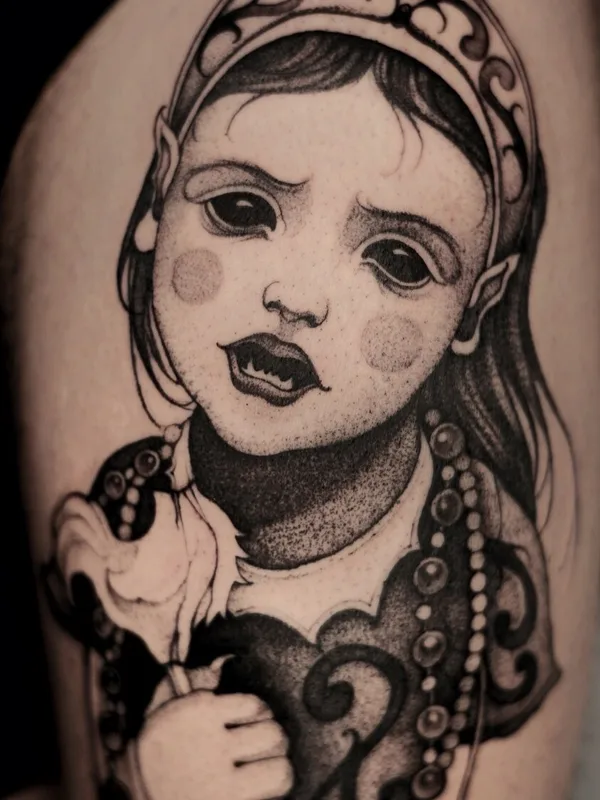 black and grey blackwork татуировка на bicep #92077 | Тату мастер Милена Кресс