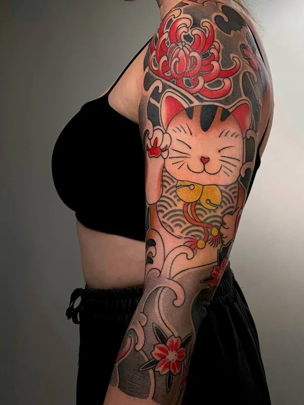 female color japanese tatuaje en sleeve #92161 | Tatuador Иван Шляпников