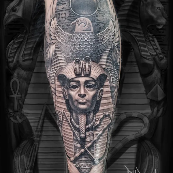Illustrative tattoo by Loren Fetterman in Todmorden