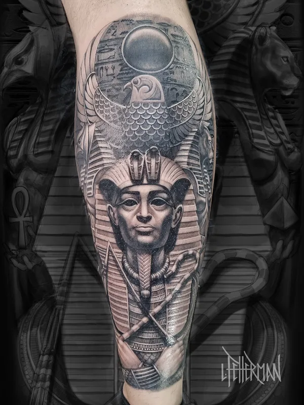 Illustrative tattoo by Loren Fetterman in Todmorden