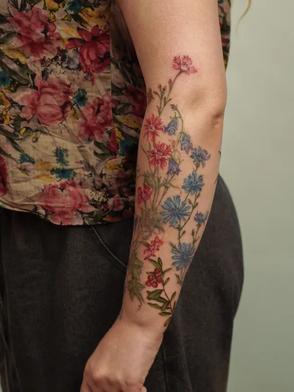 female color botanic татуировка на forearm #99782 | Тату мастер Полина RedHead