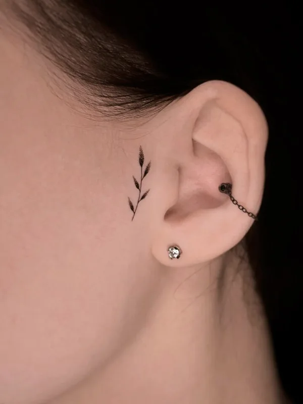 female black fineline 타투 부위 behind ear #92261 | 타투이스트 Евгений Коваль