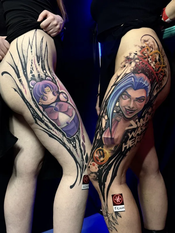 female color anime 타투 부위 thigh #92287 | 타투이스트 Никита Романов