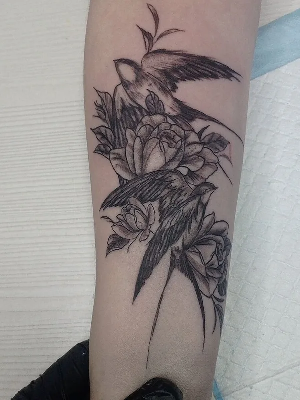 black and grey illustrative татуировка на forearm #92300 | Тату мастер Сергей Медведчиков
