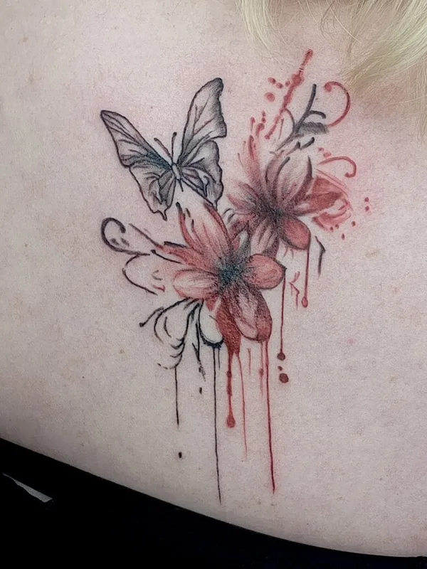 female color watercolor татуировка на shoulder blade #92306 | Тату мастер Сергей Медведчиков
