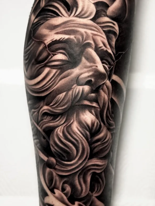 male blackandgrey realism татуировка на calf #96941 | Тату мастер Daniel Escalante