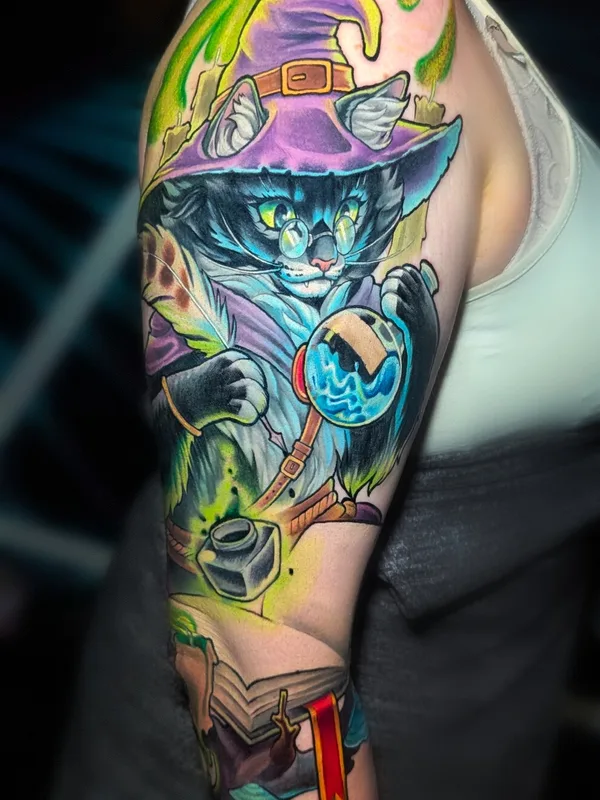 female color illustrative татуировка на full sleeve #92811 | Тату мастер Ninel Dmitrieva